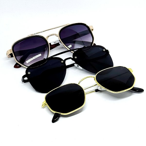 KIT 3 ÓCULOS DE SOL AVIADOR