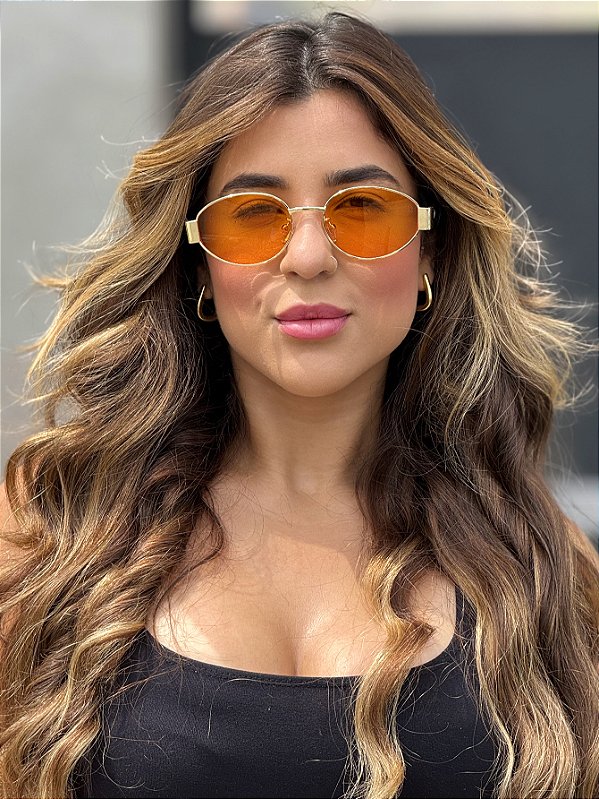 ÓCULOS DE SOL JADY - LARANJA COM DOURADO