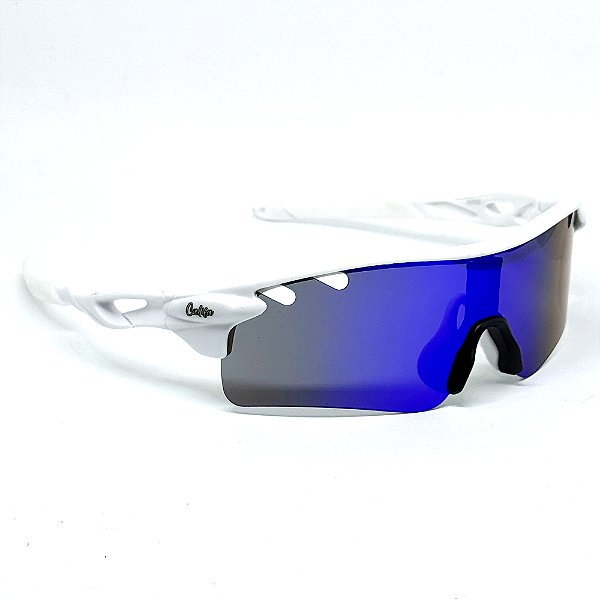 ÓCULOS DE SOL RUN - BRANCO COM AZUL ESPELHADO