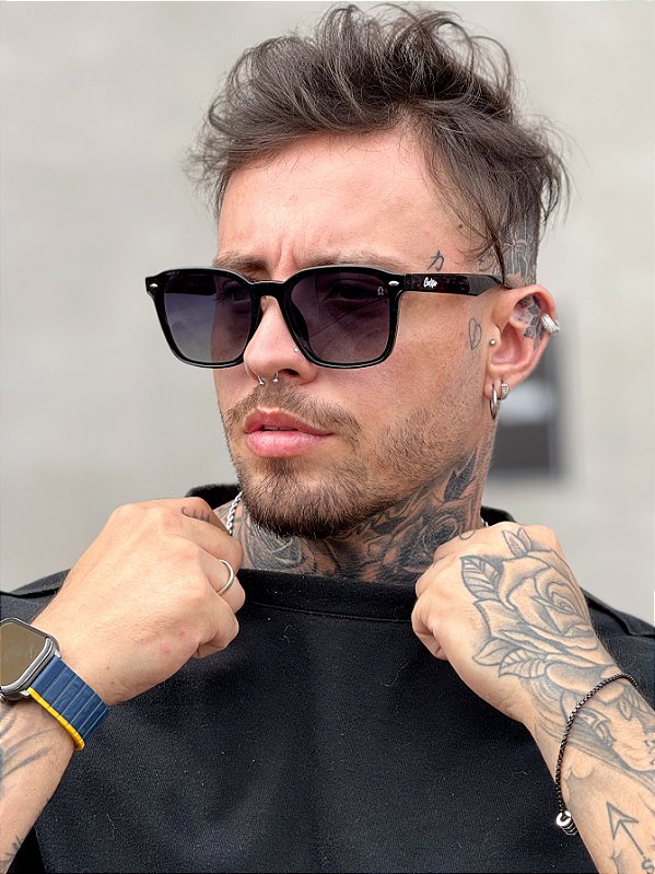 ÓCULOS DE SOL POLARIZADO DARK - PRETO DEGRADÊ COM ANIMAL PRINT