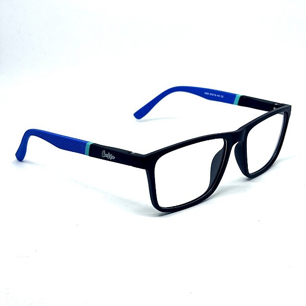 Óculos Retangular Clark - Preto c/ Azul