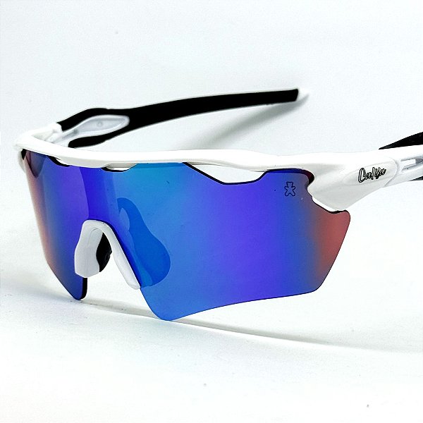 Óculos de Sol Esportivo Speed - Branco c/ Camaleão e Haste Preta
