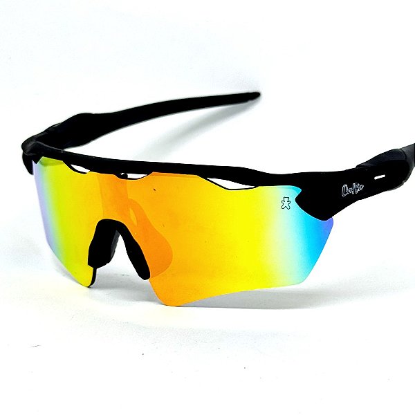 Óculos de Sol Esportivo Speed - Preto c/ Laranja