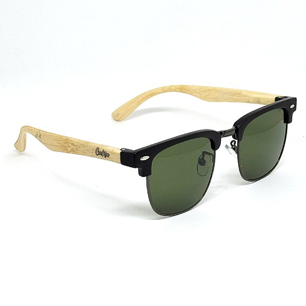 ÓCULOS DE SOL FRESNO WOOD - VERDE COM PRETO E HASTE CLARA