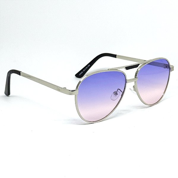 Óculos de Sol Aviador Dublin - Prata com Roxo Degradê