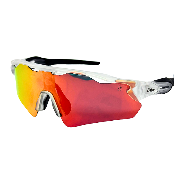 Óculos de Sol Esportivo Speed - Transparente Fosco c/ Vermelho