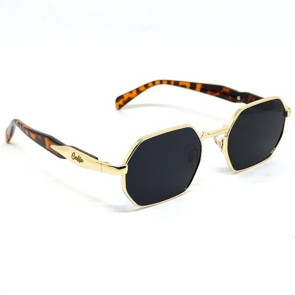 ÓCULOS DE SOL OCTA - PRETO COM DOURADO E TARTARUGA