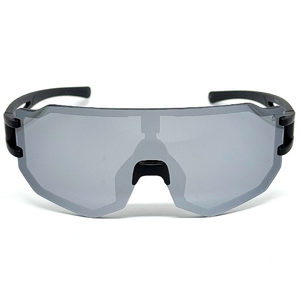 ÓCULOS DE SOL ESPORTIVO FLASH - PRETO COM PRATA ESPELHADO