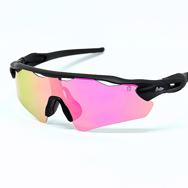 Óculos de Sol Esportivo Speed - Preto c/ Rosa Espelhado