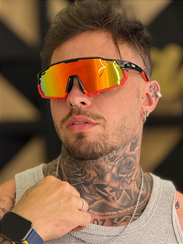 ÓCULOS DE SOL ESPORTIVO POLARIZADO RACE - VERMELHO ESPELHADO