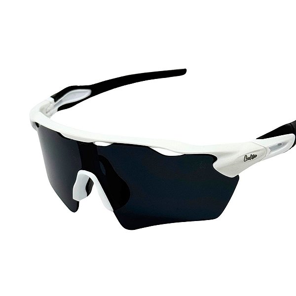 Óculos de Sol Esportivo Speed - Branco com Preto e Haste Preta