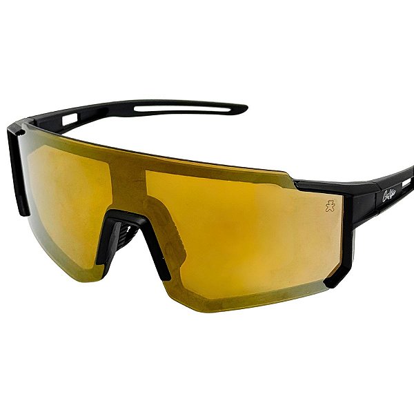 ÓCULOS DE SOL ESPORTIVO ICE -  DOURADO ESPELHADO COM PRETO