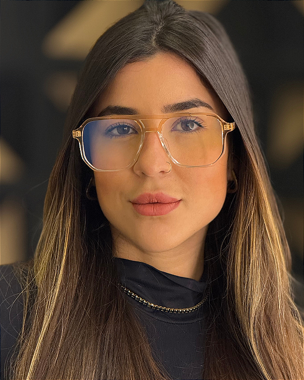 Óculos Aviador Monaco - Marrom e Cristal Degradê  (Anti Blue)