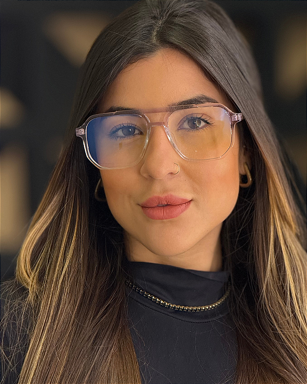 Óculos Aviador Monaco - Roxo e Cristal Degradê  (Anti Blue)