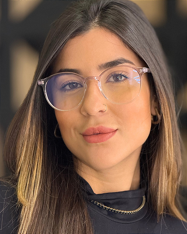 Óculos Redondo Vibes - Lilas e Cristal (Anti Blue)