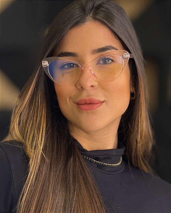 Óculos Gatinho Vitoria - Rosa Clear (Anti Blue)