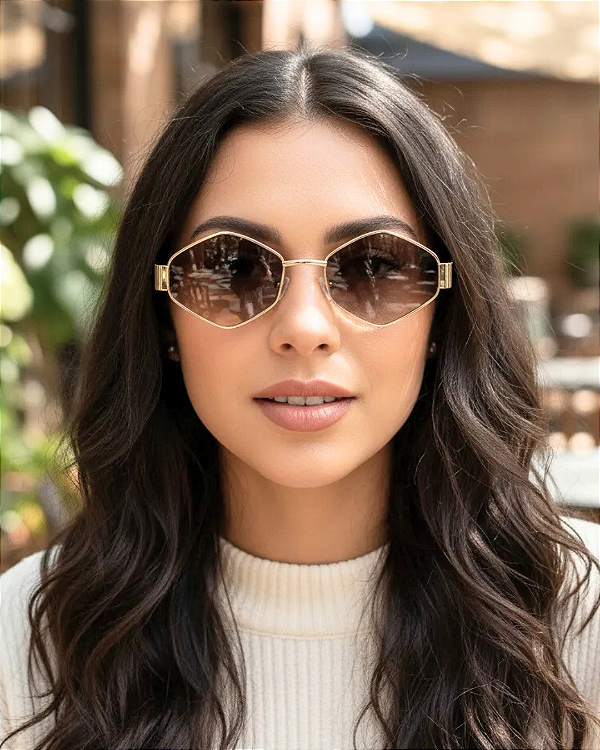 ÓCULOS DE SOL RETRÔ EVA - PRETO DEGRADÊ C/ DOURADO