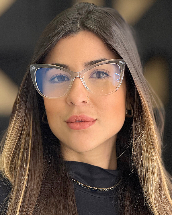 Óculos Gatinho Lays - Azul Cristal (Anti Blue)