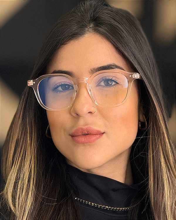 Óculos Quadrado Armação Day - Rosa Cristal (Anti Blue)