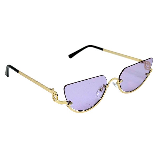 Óculos de Sol Gatinho Angel - Lilás c/ Dourado