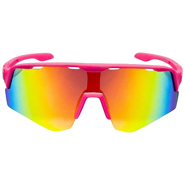 ÓCULOS DE SOL ESPORTIVO VEX - ROSA COM LARANJA ESPELHADO