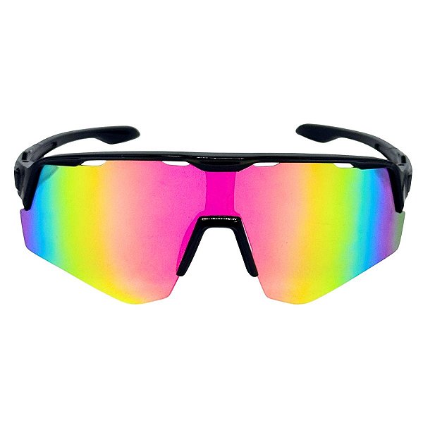 ÓCULOS DE SOL ESPORTIVO VEX - PRETO COM ROSA ESPELHADO