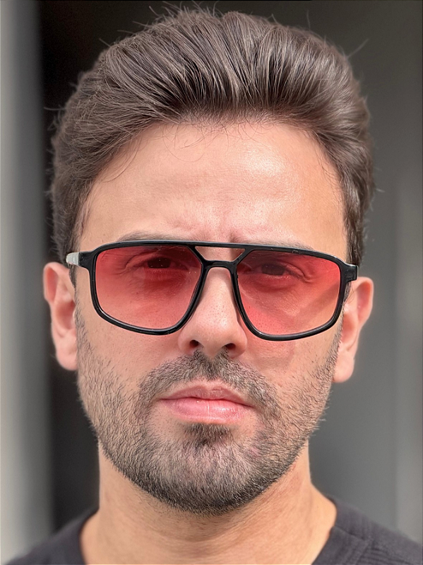 Óculos de Sol Aviador Urban - Preto c/ Rosa Degradê