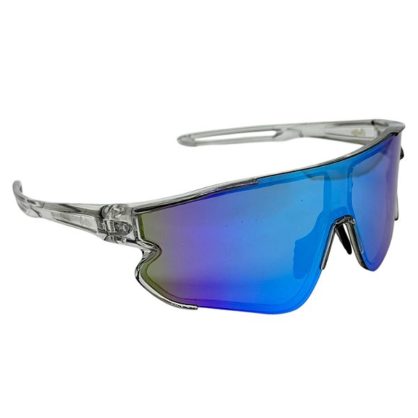 Óculos de Sol Esportivo Pulse - Fumê c/ Azul Espelhado