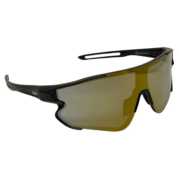 Óculos de Sol Esportivo Pulse - Preto c/ Dourado Espelhado