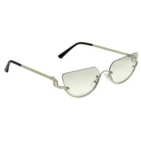 Óculos de Sol Gatinho Angel - Cinza Degradê C/ Prata