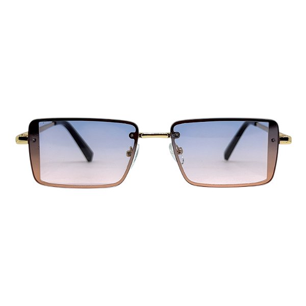 Óculos de Sol Retangular Bella - Azul e Rosa