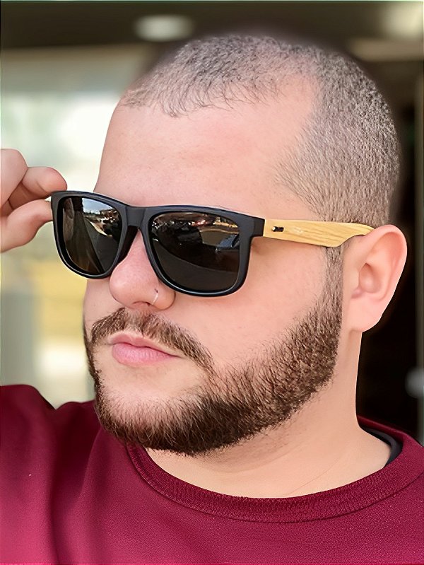 ÓCULOS DE SOL SAN BERNARDINO POLARIZADO - VERDE COM PRETO E BAMBU