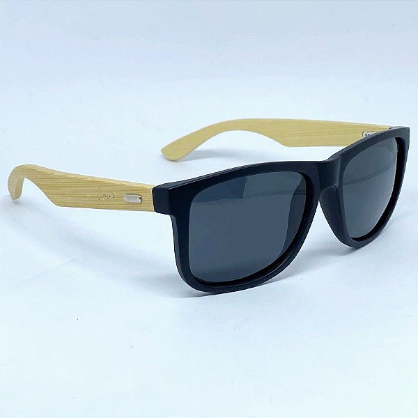 ÓCULOS DE SOL SAN BERNARDINO POLARIZADO - PRETO FOSCO COM BAMBU
