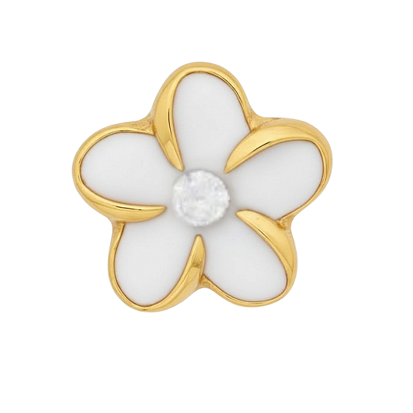 Charm - Flor Branca Ouro
