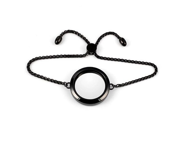 Pulseira Lisa Medalhão Black