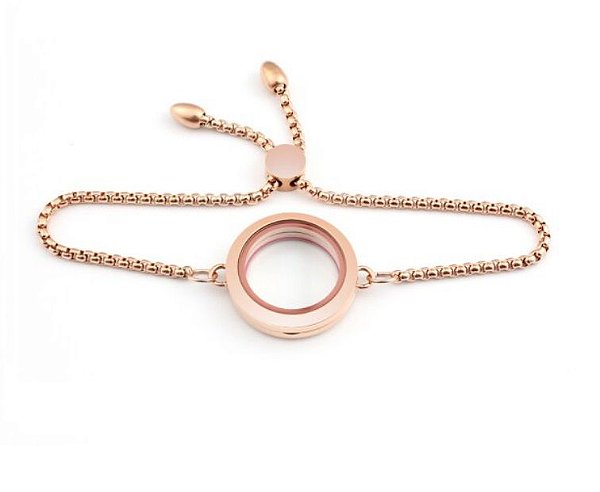 Pulseira Lisa Medalhão Rosê