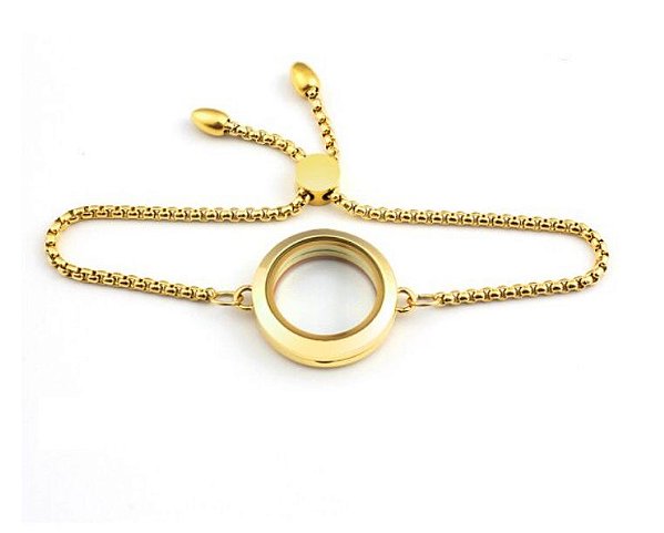 Pulseira Lisa Medalhão Gold