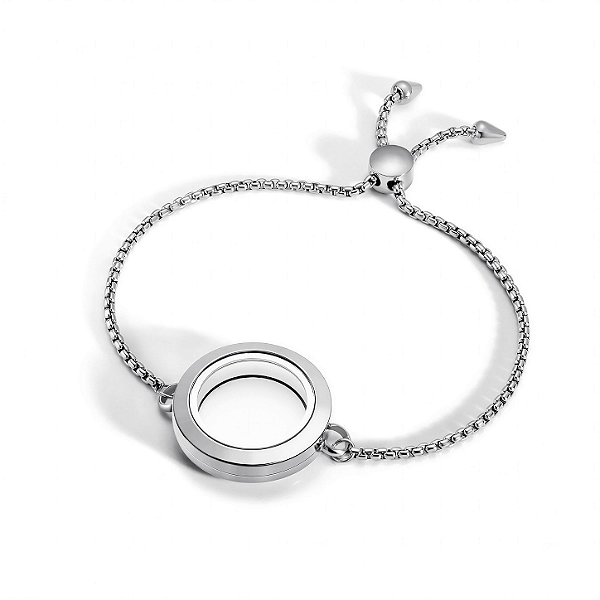Pulseira Lisa Medalhão Prata