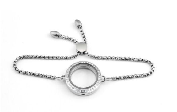 Pulseira C/Pedras Medalhão Prata