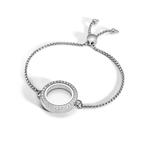 Pulseira C/Pedras Medalhão Prata