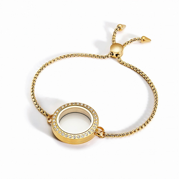 Pulseira C/Pedras Medalhão Gold