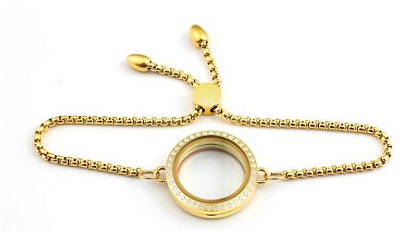 Pulseira C/Pedras Medalhão Gold