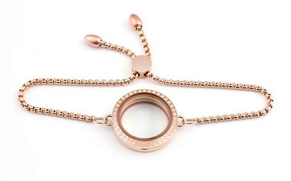 Pulseira C/Pedras Medalhão Rosê