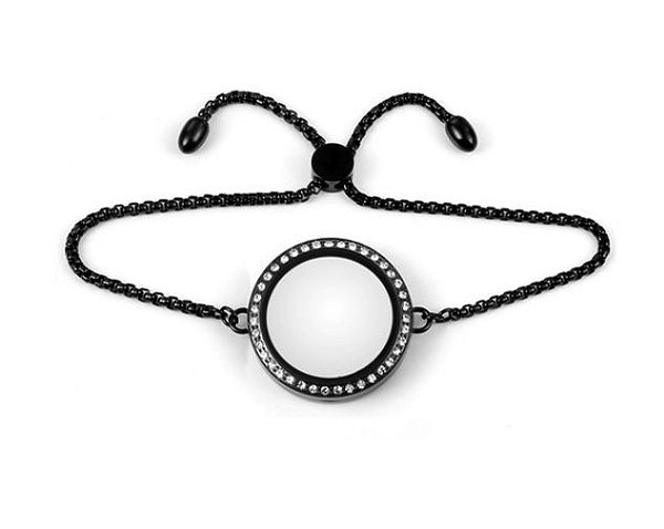 Pulseira C/ Pedras Medalhão Black