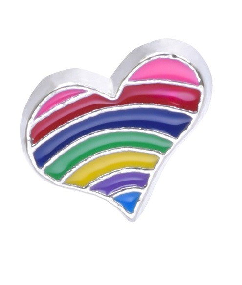 Charm - Coração Arco-Íris PRATA