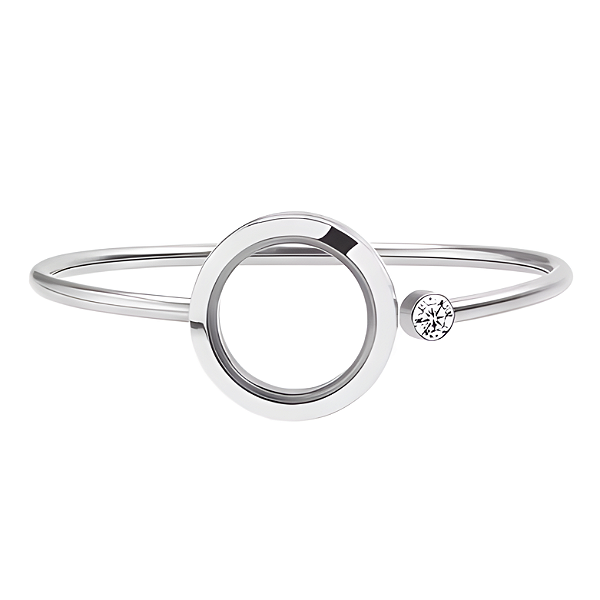 Bracelete Liso Medalhão Prata