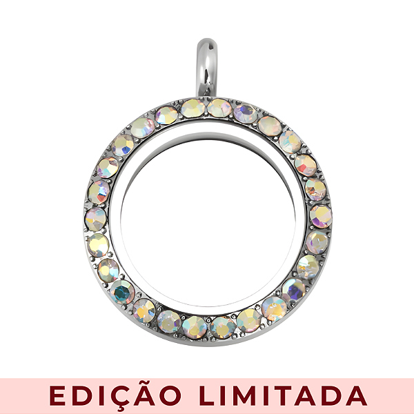 Medalhão Íris Prata com Pedras - Pequeno