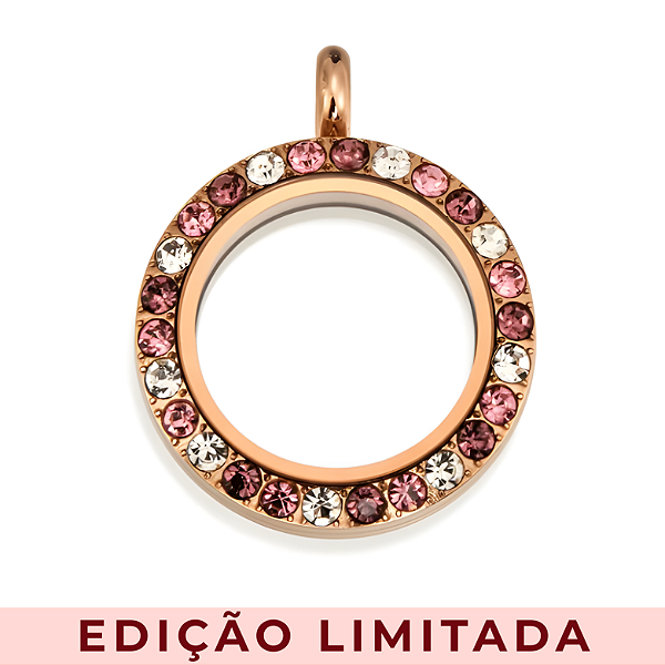 Medalhão Íris Rose com Pedras - Pequeno