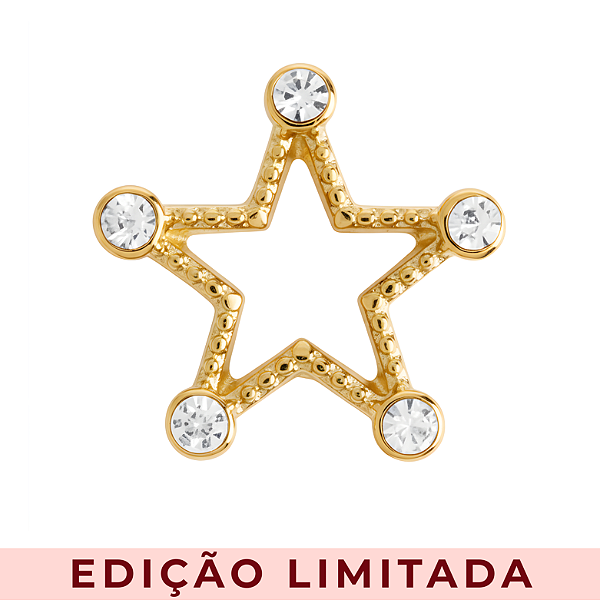 Charm - Estrela com Cristais Ouro Especial