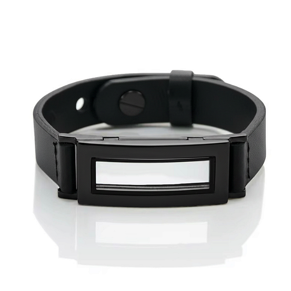 Medalhão - Pulseira de Couro Black